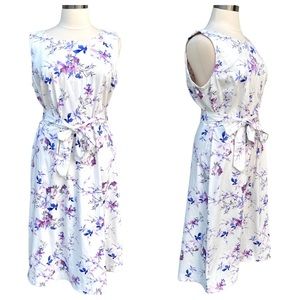 LONG TALL SALLY dress white floral print fit & flare plus size 18 belted NEW